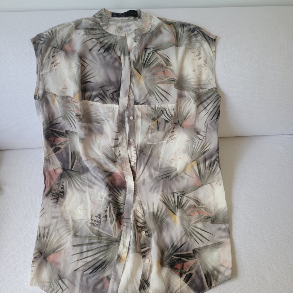 All Saints Multicolor Abstract Silk Dress Size 4